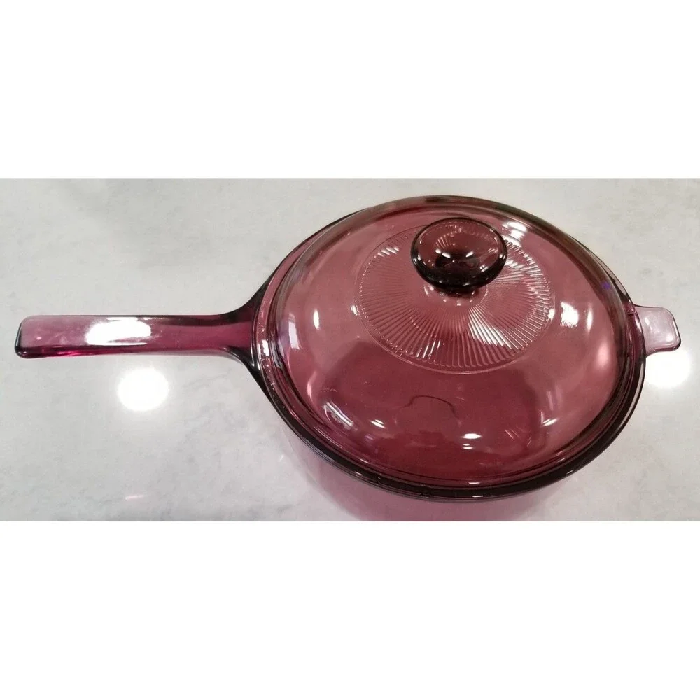 CorningWare Visions Cranberry 2.5L Saucepan w/ Lid – No Chips or Cracks